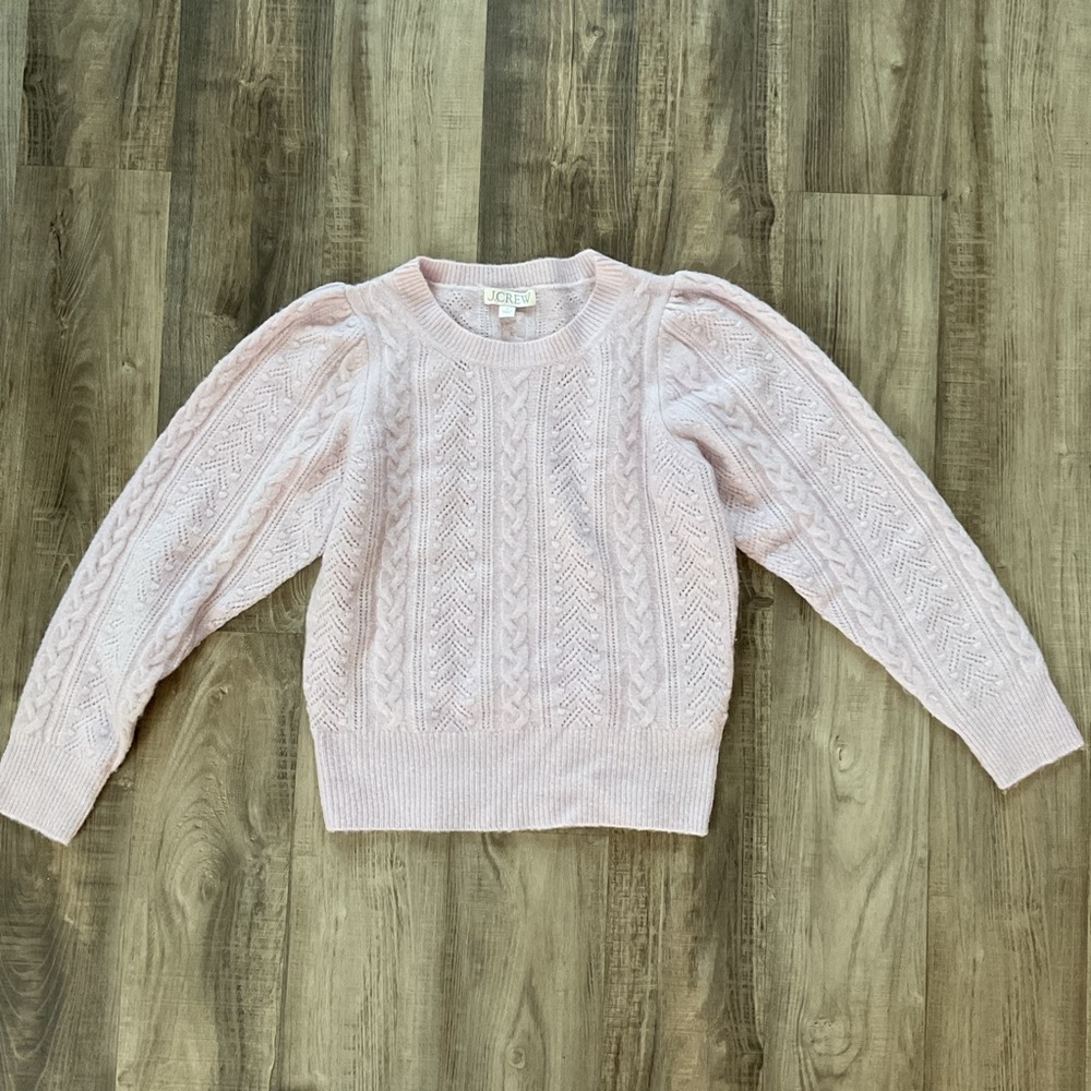 J.CREW pointelle cableknit crewneck sweater shirt top s lavender